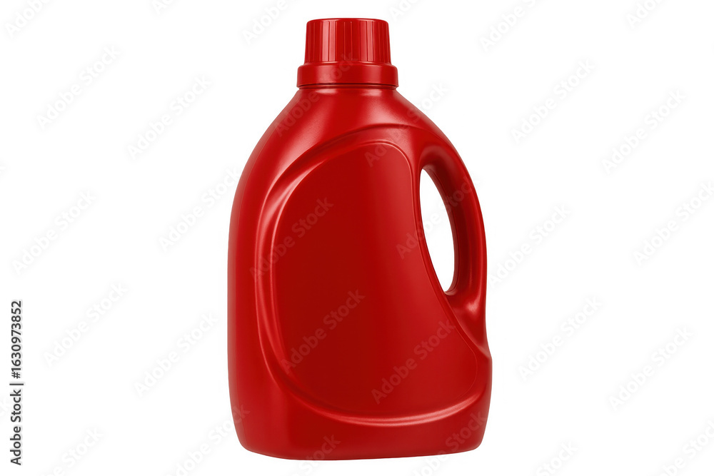 Red plastic detergent bottle isolated on transparent background, perfect for showcasing your product design Red plastic detergent bottle isolated on transparent background, perfect for showcasing your product design