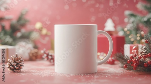 Wallpaper Mural Blank Coffee Mug Surrounded by Festive Holiday Decor and Gifts Torontodigital.ca
