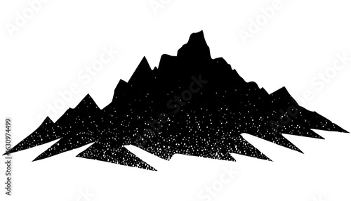 Vector Dramatic mountain range in a textured monochrome style.