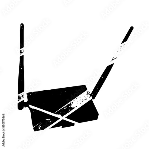 Vector Black wireless router with angled antennas.