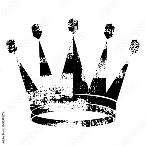 Vector Distressed crown with a vintage aesthetic.