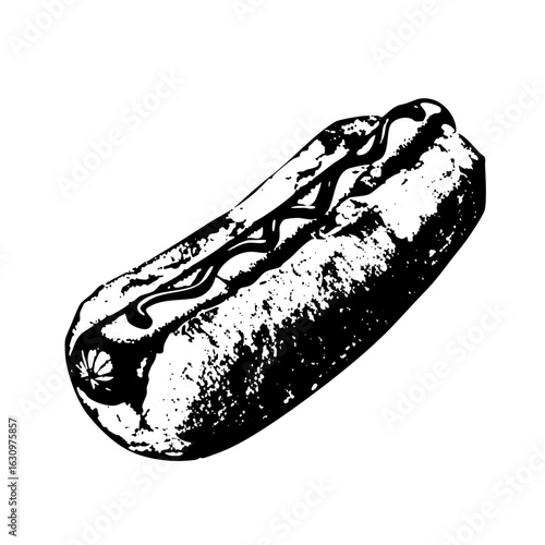 Vector Detailed of a hot dog with mustard topping.