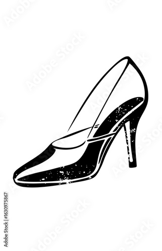 Vector Elegant high-heeled shoe in black and white.