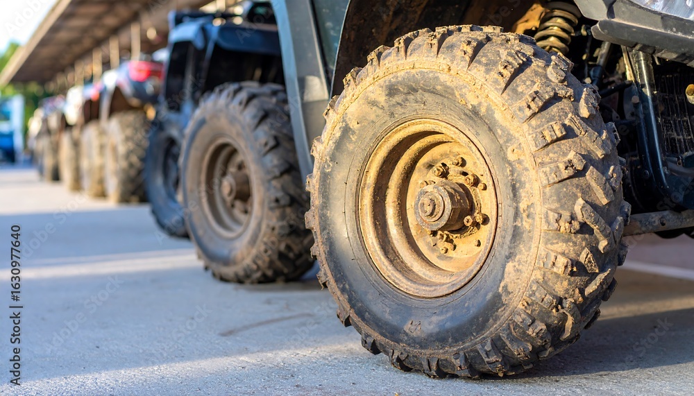 ATV tires parked outdoors ATV tires parked outdoors