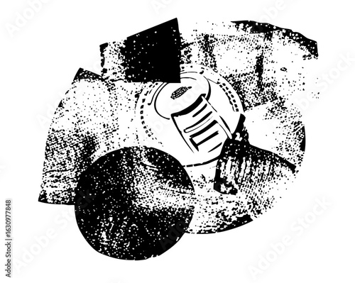 Vector Stylized knight with gas mask depicts protective gear.