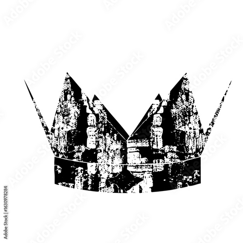 Vector Distressed crown with sharp points.