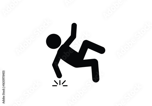 Black Silhouette Icon of a Person Falling symbol