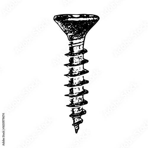 Vector Detailed of a metal screw with a pointed head.
