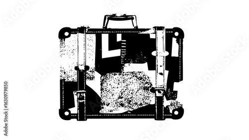 Vector Vintage suitcase with stone contents