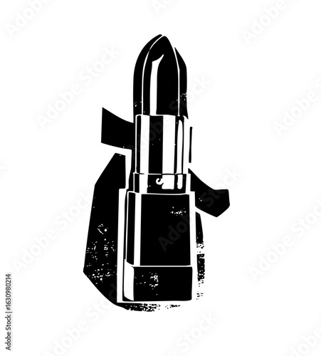 Vector Elegant lipstick with ribbon accent.