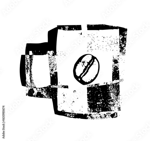 Vector Coffee Bean Inside a Rough Square Frame