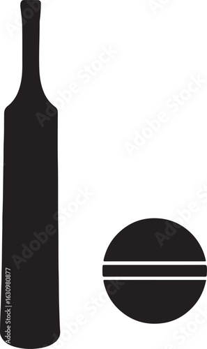 Cricket bat, ball and stump icons, Cricket icons silhouette vector illustration 
