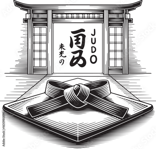 Tatami Mat, Dojo Gate, Japanese Calligraphy, Judo Throw, Belt Tie, Discipline Symbols