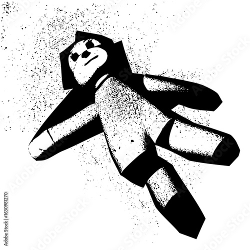 Vector Stylized figure floats in a relaxed pose showcasing a minimalist vector .