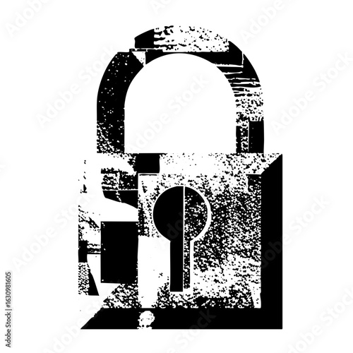 Vector Distressed padlock with keyhole.