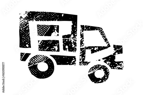 Vector Distressed monochrome of a delivery vehicle.