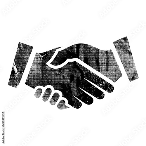 Vector Monochrome handshake depicting partnership and agreement.