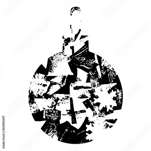 Vector Abstract fractured sphere with a hanging loop.