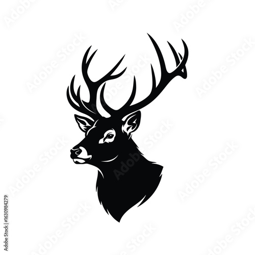 Vector art of majestic deer head profile isolated on white background