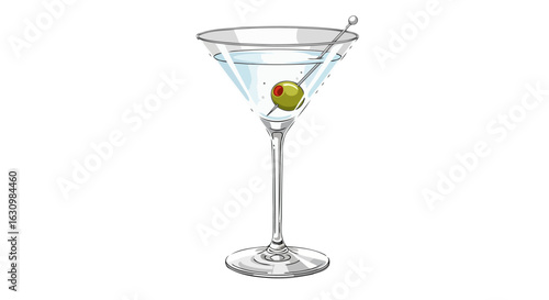 classic martini cocktail elegant illustration for menus websites