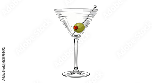 classic martini cocktail stylish illustration for menu design