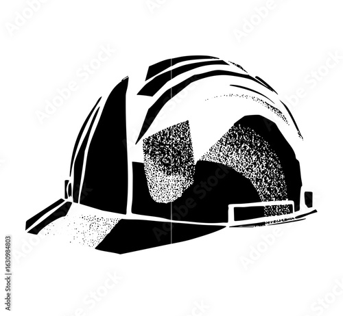 Vector Stylized firefighter helmet with dotted texture
