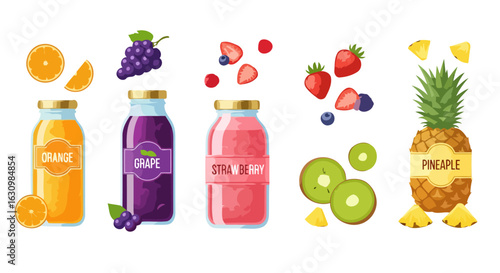 fresh fruit juice bottles vibrant branding for healthy drinks
