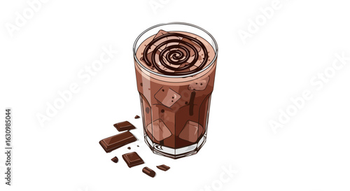 iced chocolate drink refreshing summer treat with chocolate garnish