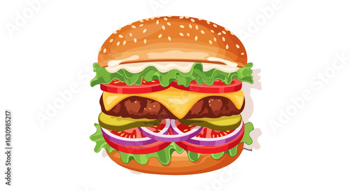 juicy cheeseburger illustration perfect for restaurant menus ads