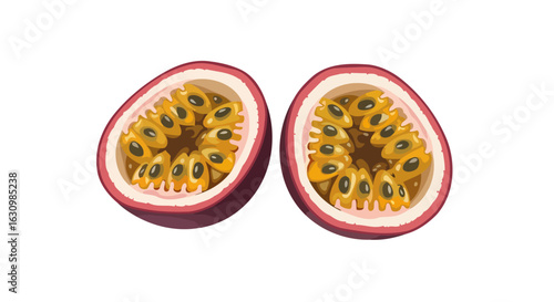 juicy passion fruit halves perfect for tropical food designs