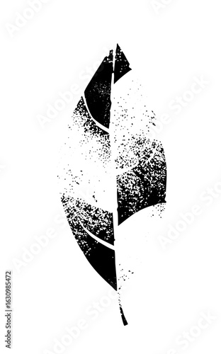 Vector Abstract decaying leaf with fragmented texture.