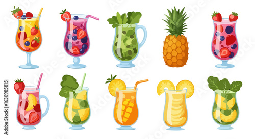 refreshing fruit cocktails vibrant summer drink menu graphics