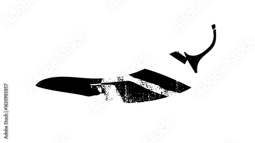 Vector Abstract black shapes depict a dynamic fragmented figure.