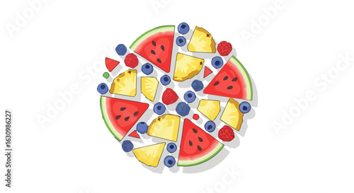 summer fruit pizza vibrant watermelon pineapple berry design