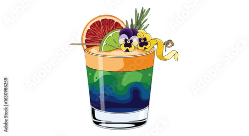 vibrant layered cocktail perfect for menu design branding