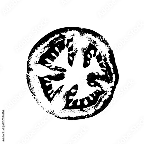 Vector Black and white tomato slice
