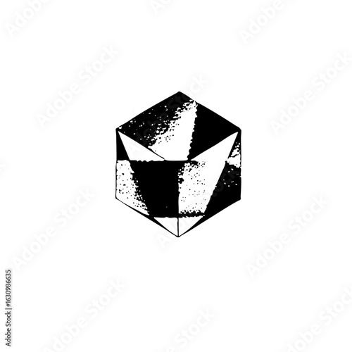 Vector Geometric faceted crystal with stark contrast.