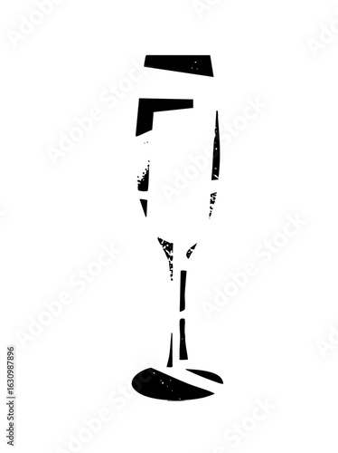 Vector Abstract black silhouette of a champagne flute.