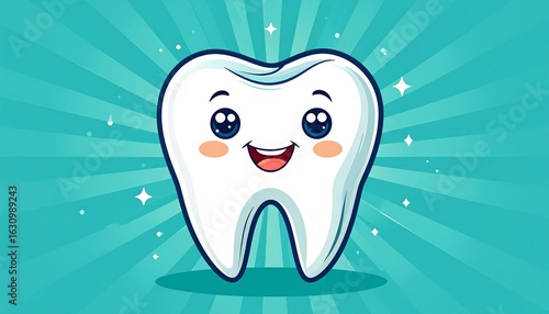 Cartoon tooth with happy expression