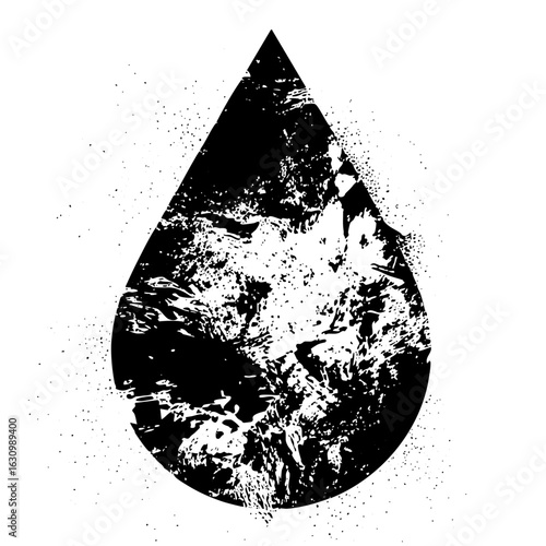 Vector Abstract droplet with textured fill.