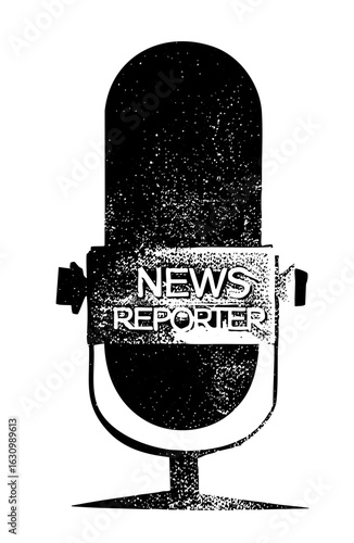 Vector Vintage microphone with prominent News Reporter text.