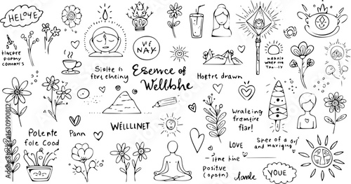 Doodle Art: Quirky Hand-Drawn Illustrations  Positive Vibes - Essence of Wellbeing