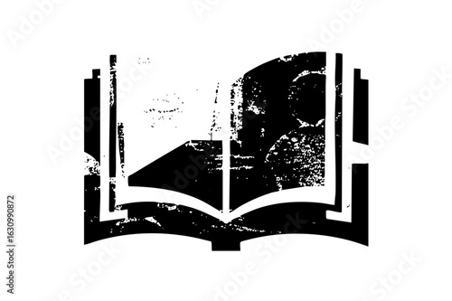 Vector Open book silhouette with world map .