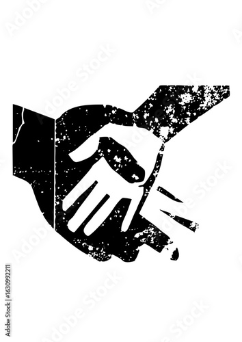 Vector Distressed handshake depicting partnership and agreement.