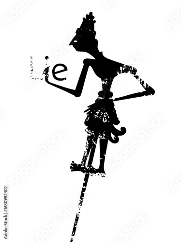 Vector Stylized puppet figure with lie typography .