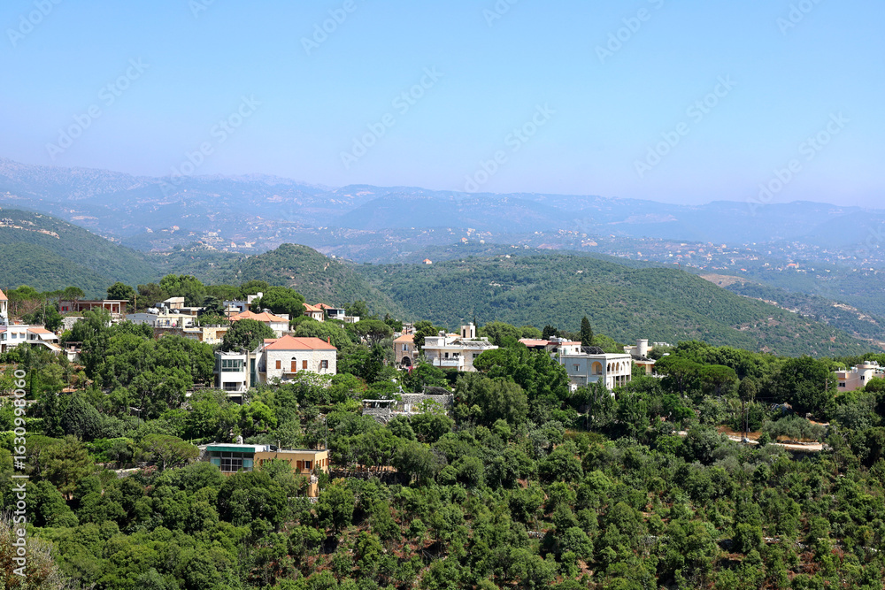 Fototapeta premium Lebanon village amongst the green landscape.