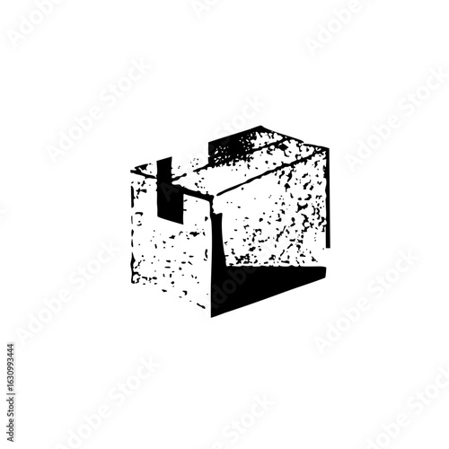 Vector Abstract cube with a protruding element .