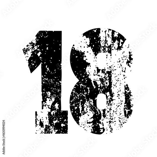 Vector Distressed Number Eighteen Typographic