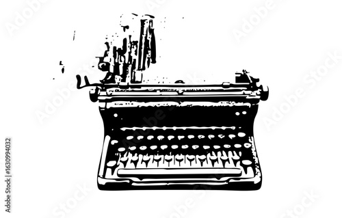 Vector Vintage typewriter in black and white