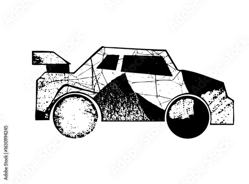 Vector Geometric vehicle with distressed texture